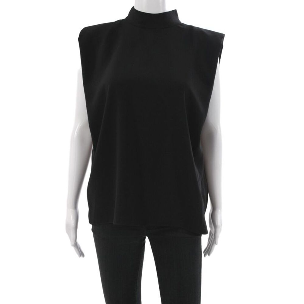 Amanda Uprichard Womens Black Mock Neck Sleeveless Basic Blouse Size M